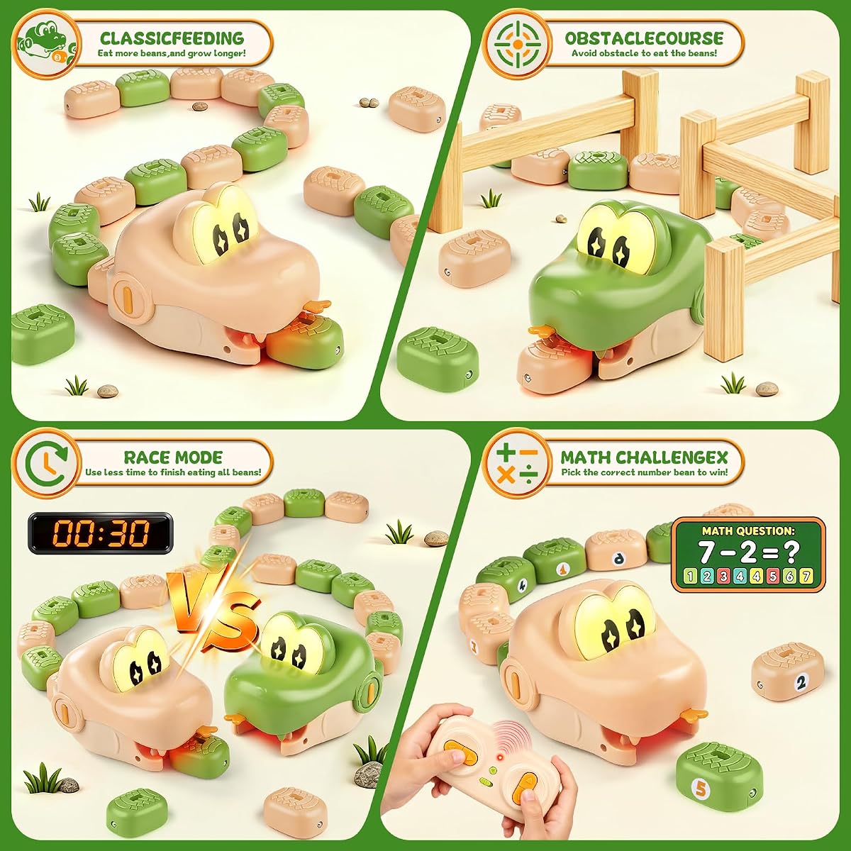 Two remote control snake toys with magnetic blocks and light-up heads — view 4