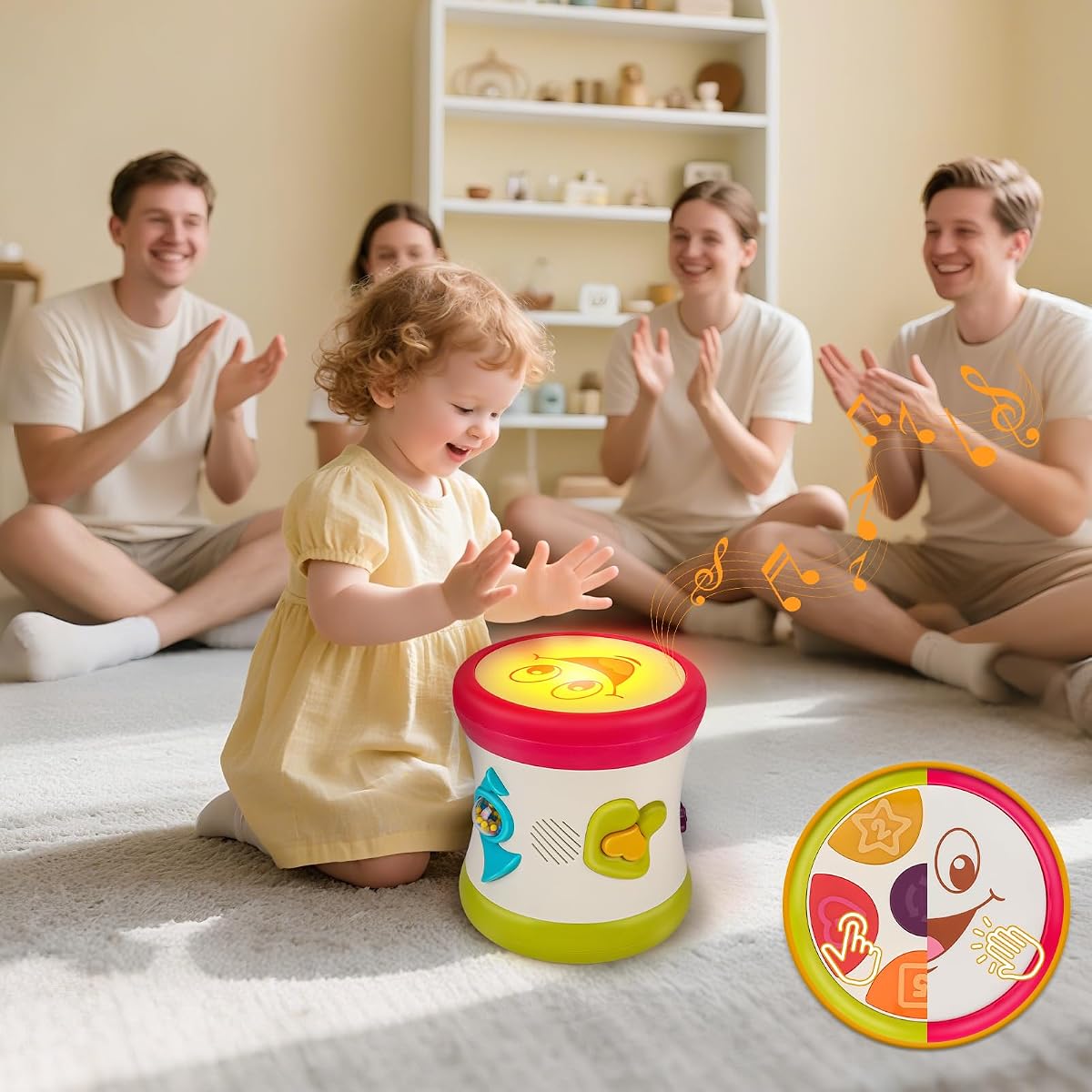 Five-in-one musical baby drum with light-up panel and learning buttons — view 5
