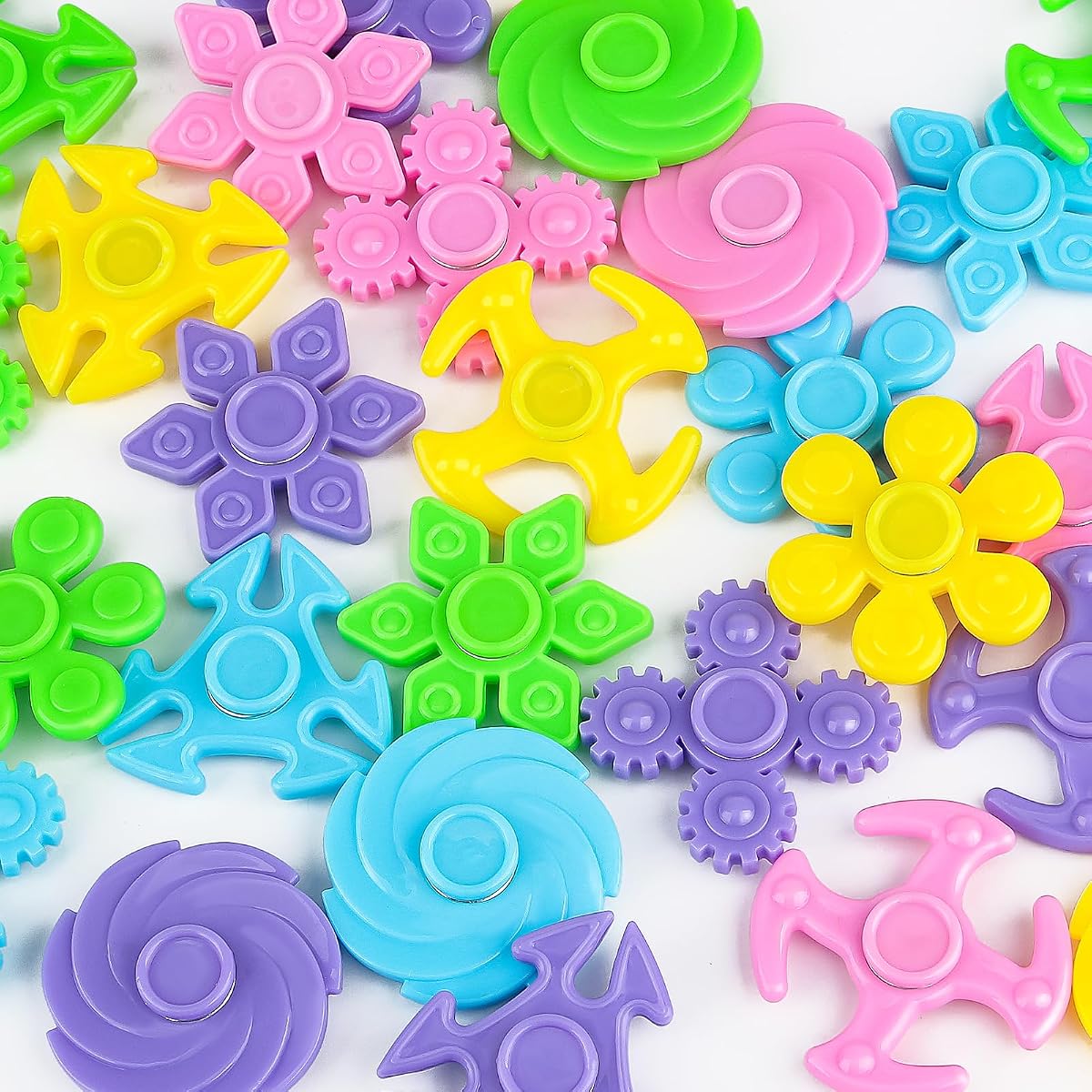 Sixty pastel mini fidget spinners in six designs for Easter baskets