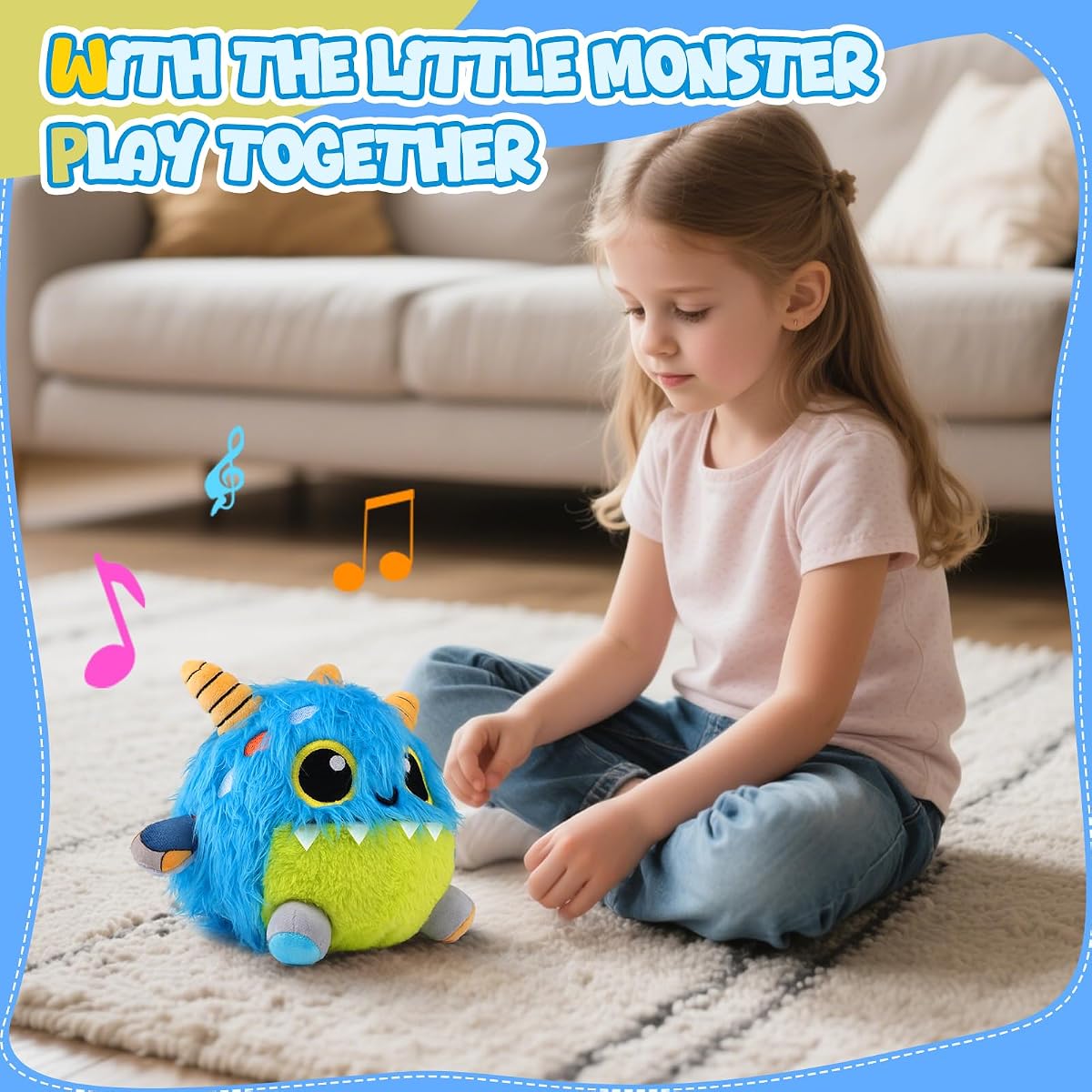 Crawling monster sensory plush toy with a tappable shell — view 4
